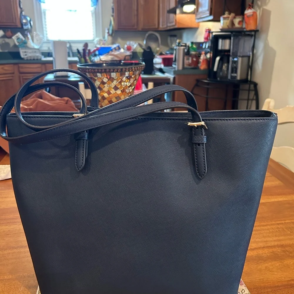 Michael Kors Dark Blue Tote with Gold Accents, New With Out Tags, Beautiful - Picture 2 of 7